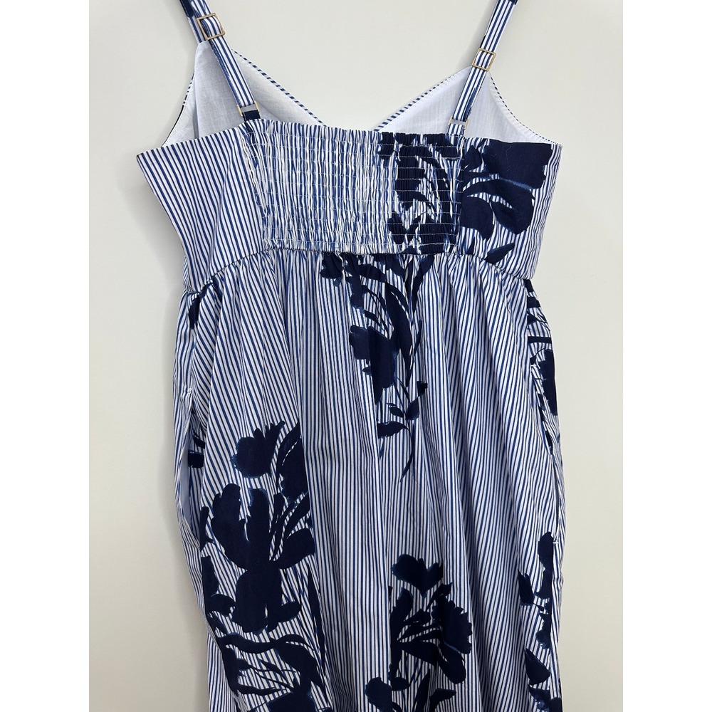 NWT Abercrombie & Fitch Sweetheart Babydoll Maxi Dress Blue Floral Striped M Med - Picture 7 of 12